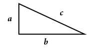 A right triangle with sides a (leg), b (leg), and c (hypotenuse) labeled.